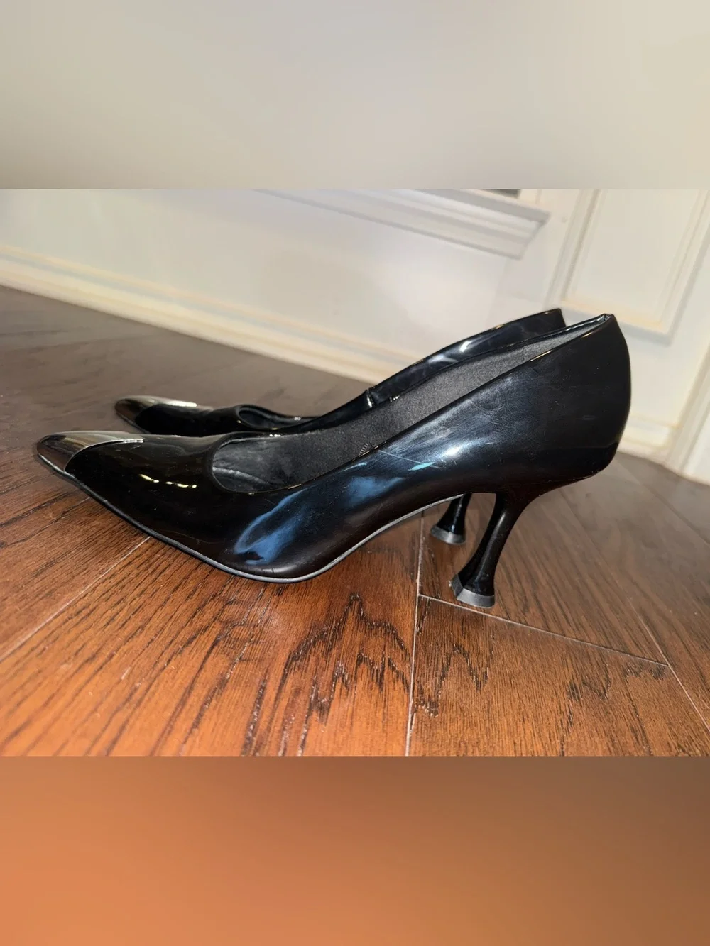 H&M Black Pumps with Silver Pointed Cap